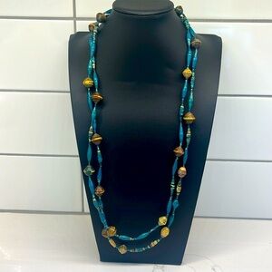 Artisan Handmade Paper Wrapped Beaded Long Necklace